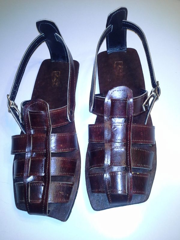 Swerve Men Leather Sandals (DB) With Buckle Straps