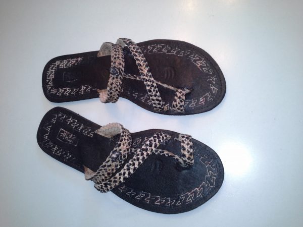 Four Plat Push Toe Leather Sandals (Black)