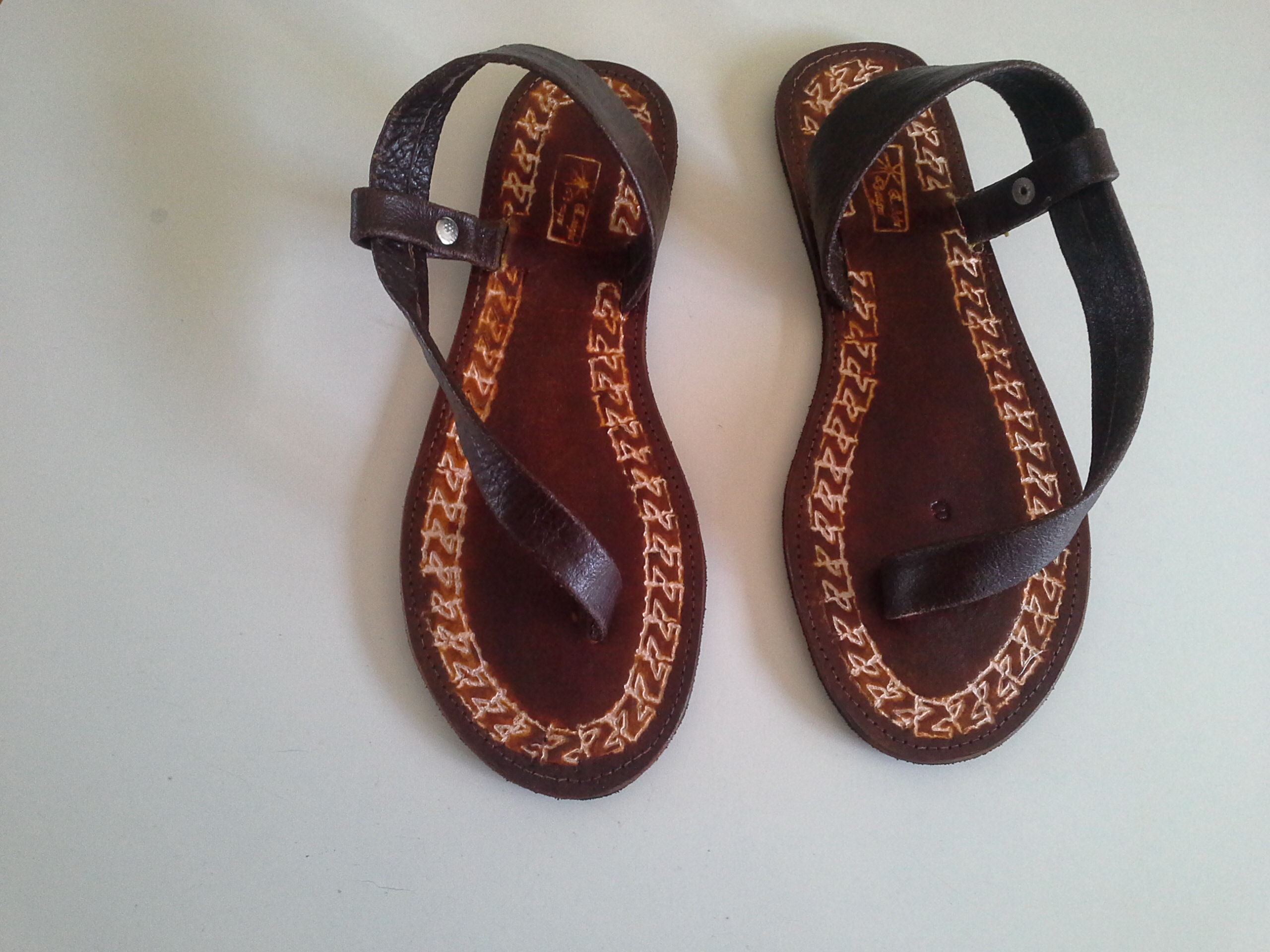 Carved One Strap Sandals Dark Brown - Enlight Designs