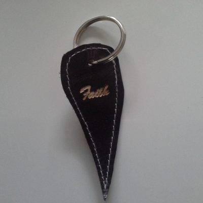 Faith Leather Key Chain Black