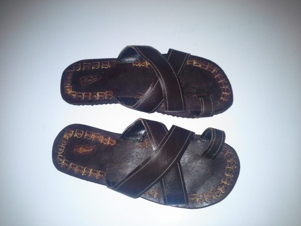 Men X Toe Strap Leather Sandals