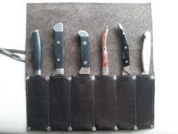 Custom made knife sheath case with slots dark brown